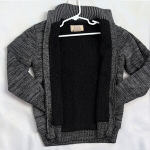Boston Traders Charcoal Knit Fluffy Lined Sweater Jacket